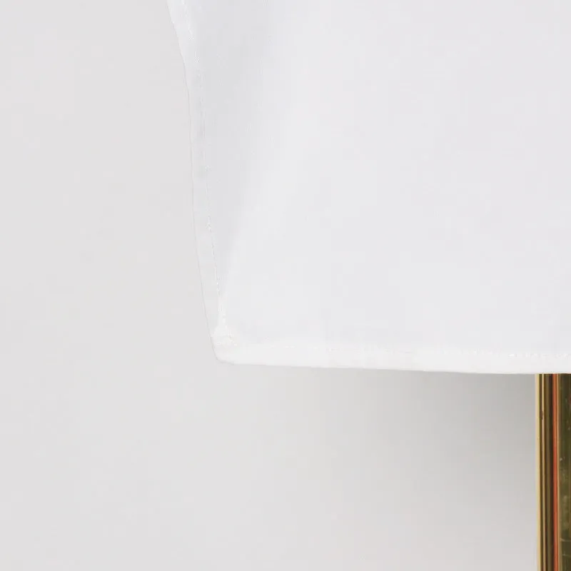 Design Sense Inverted Triangle Irregular Lapel Collar Button Placket Blouse - White