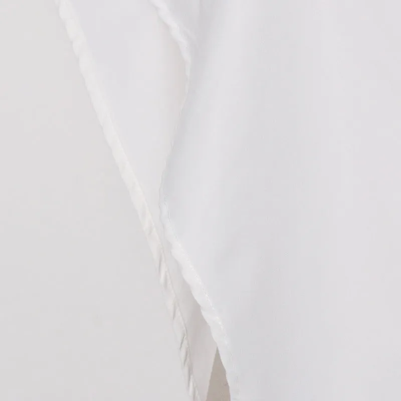 Design Sense Inverted Triangle Irregular Lapel Collar Button Placket Blouse - White