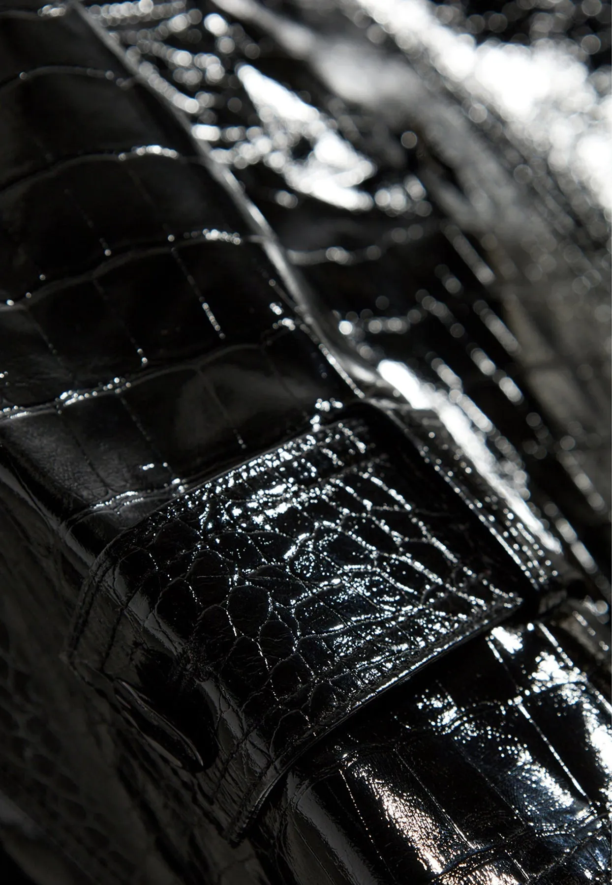 Double-Breasted Croc-Embossed Leather Coat
