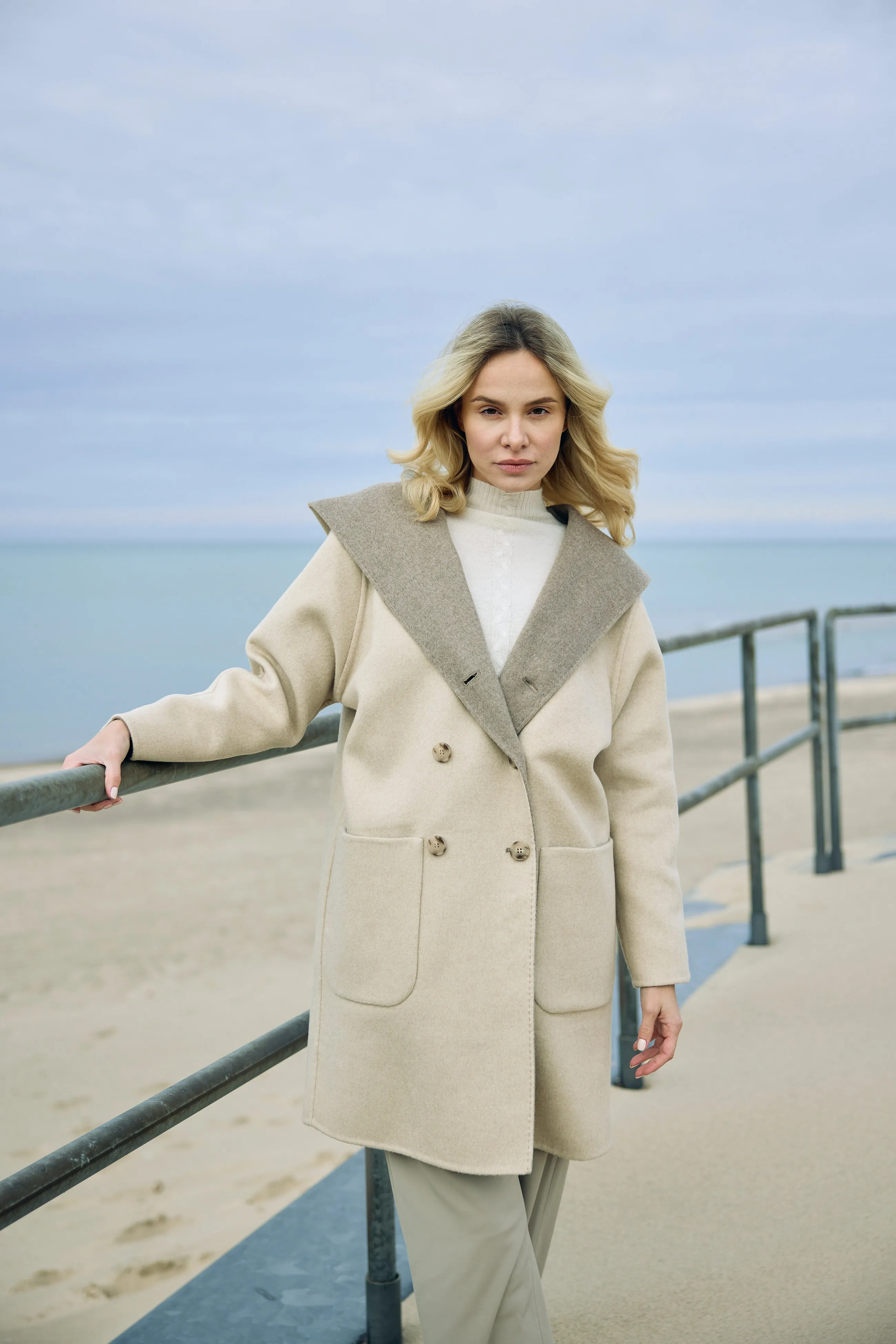 Double Breasted Hooded Coat