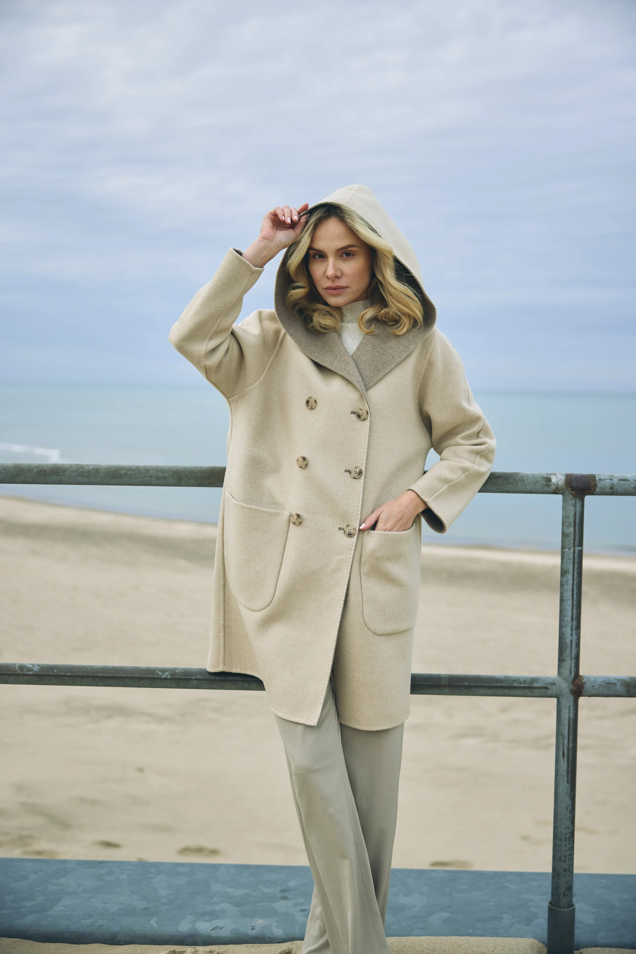 Double Breasted Hooded Coat