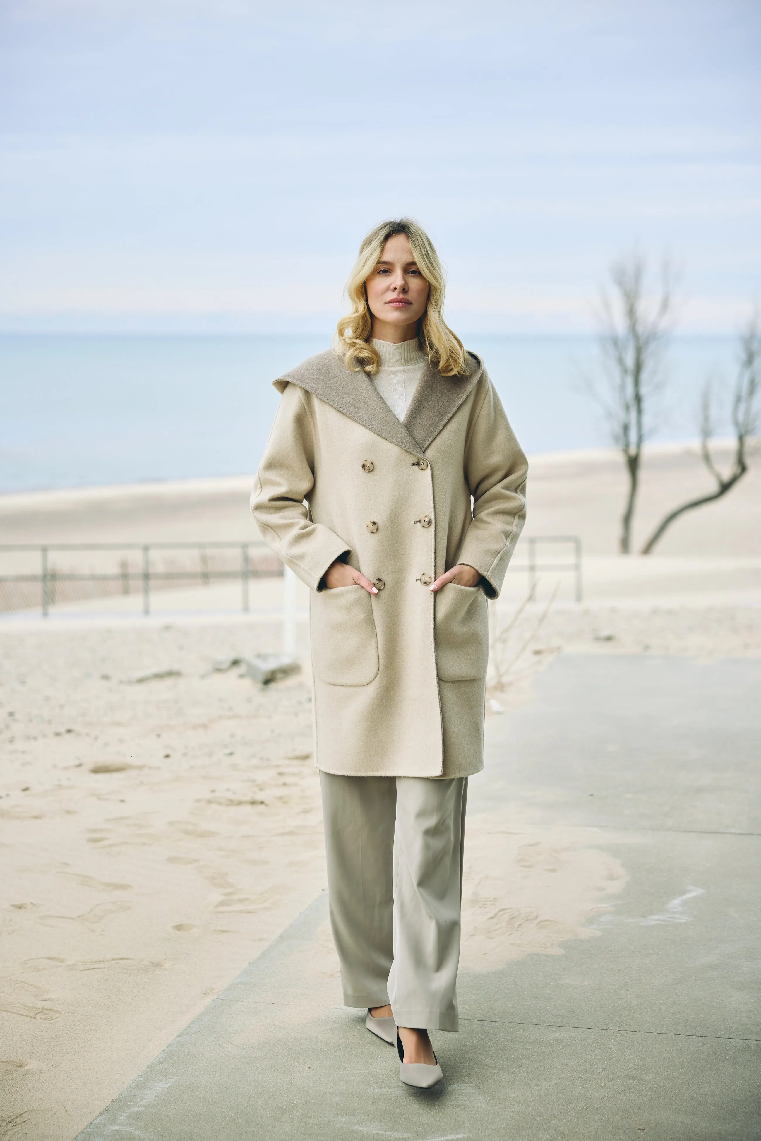 Double Breasted Hooded Coat