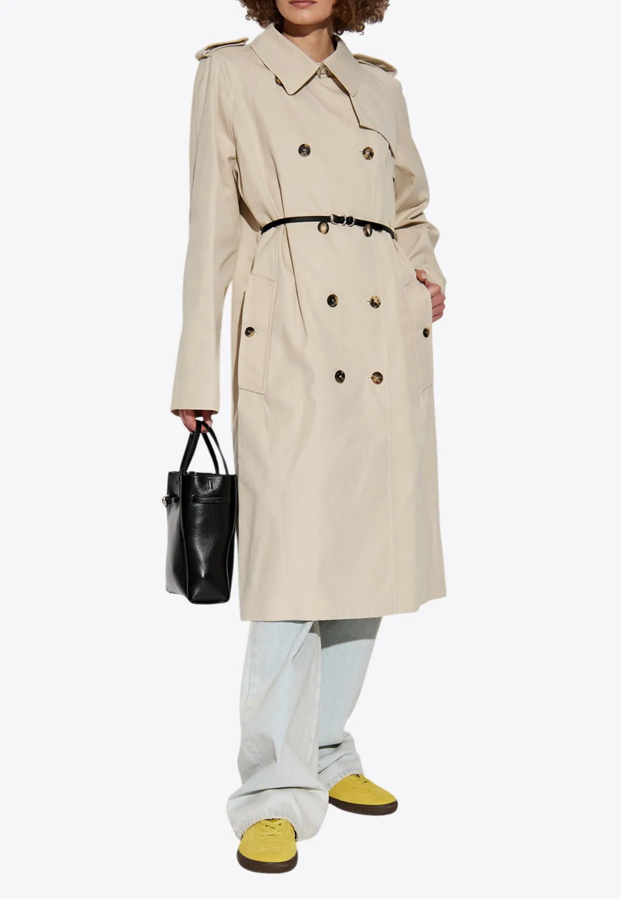 Double-Breasted Trench Coat with Belt