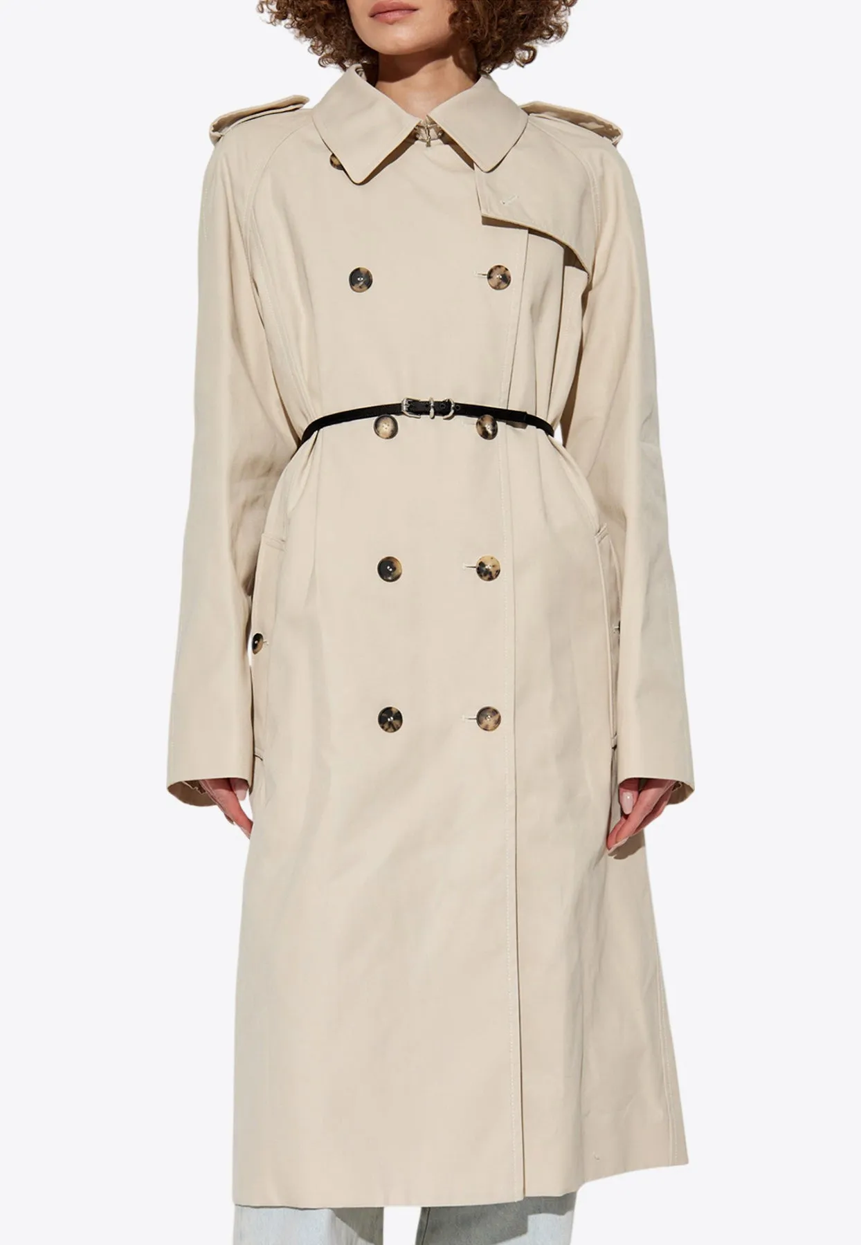 Double-Breasted Trench Coat with Belt