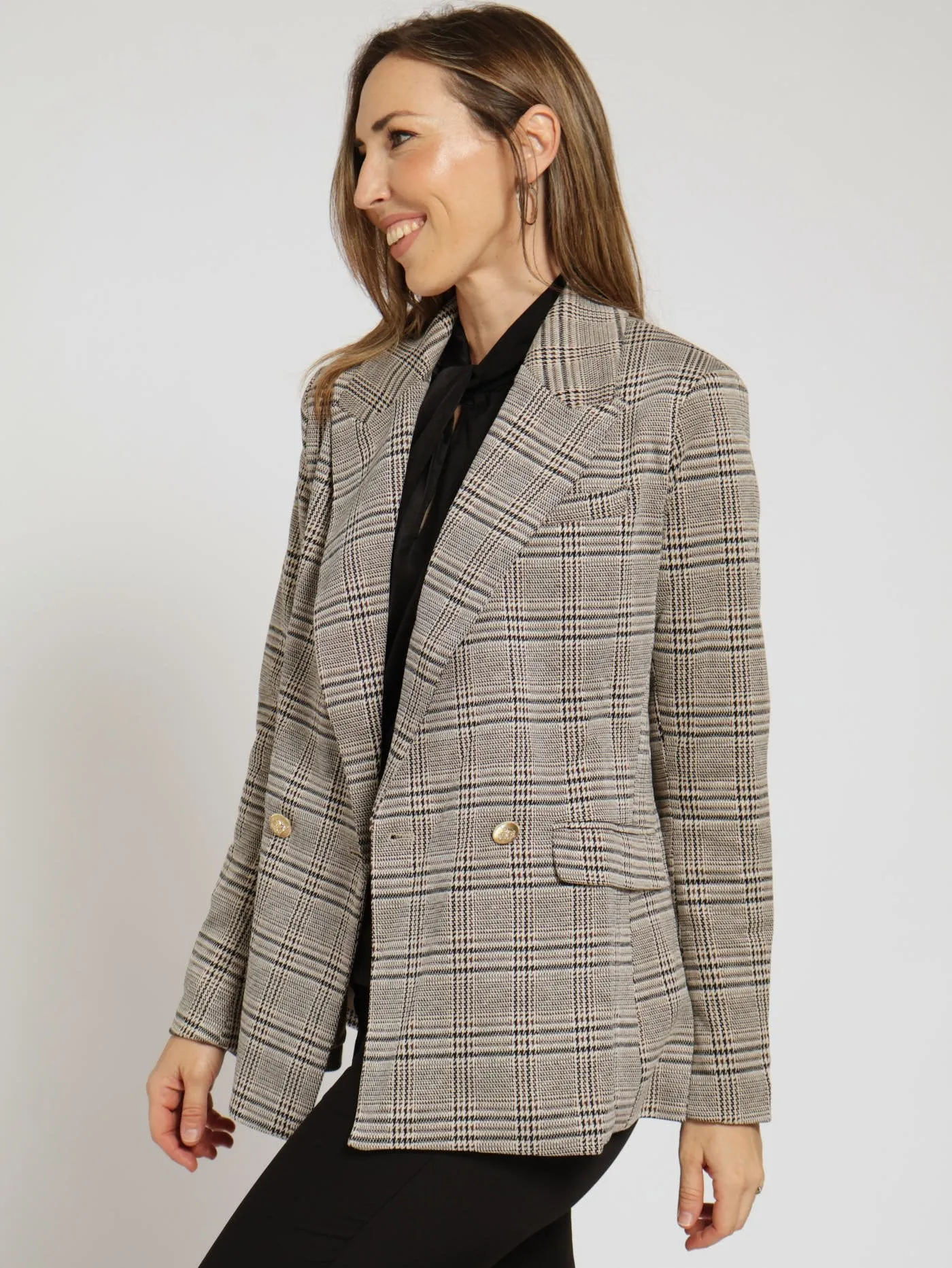Double Tartan Check Blazer