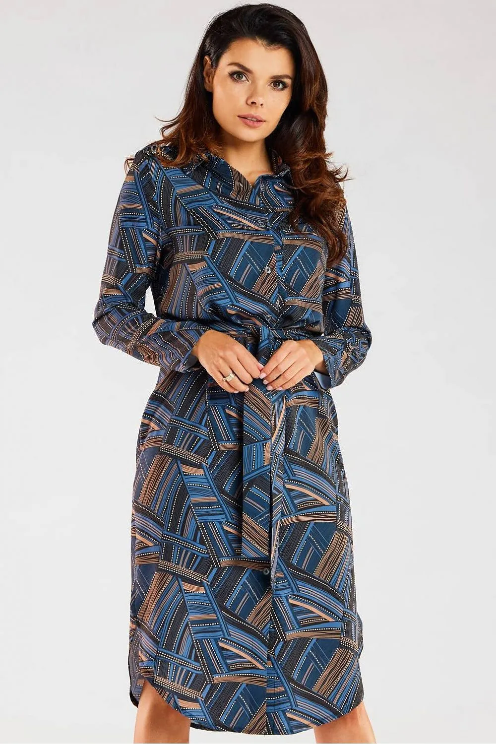 Elegant Belted Shirt Dress