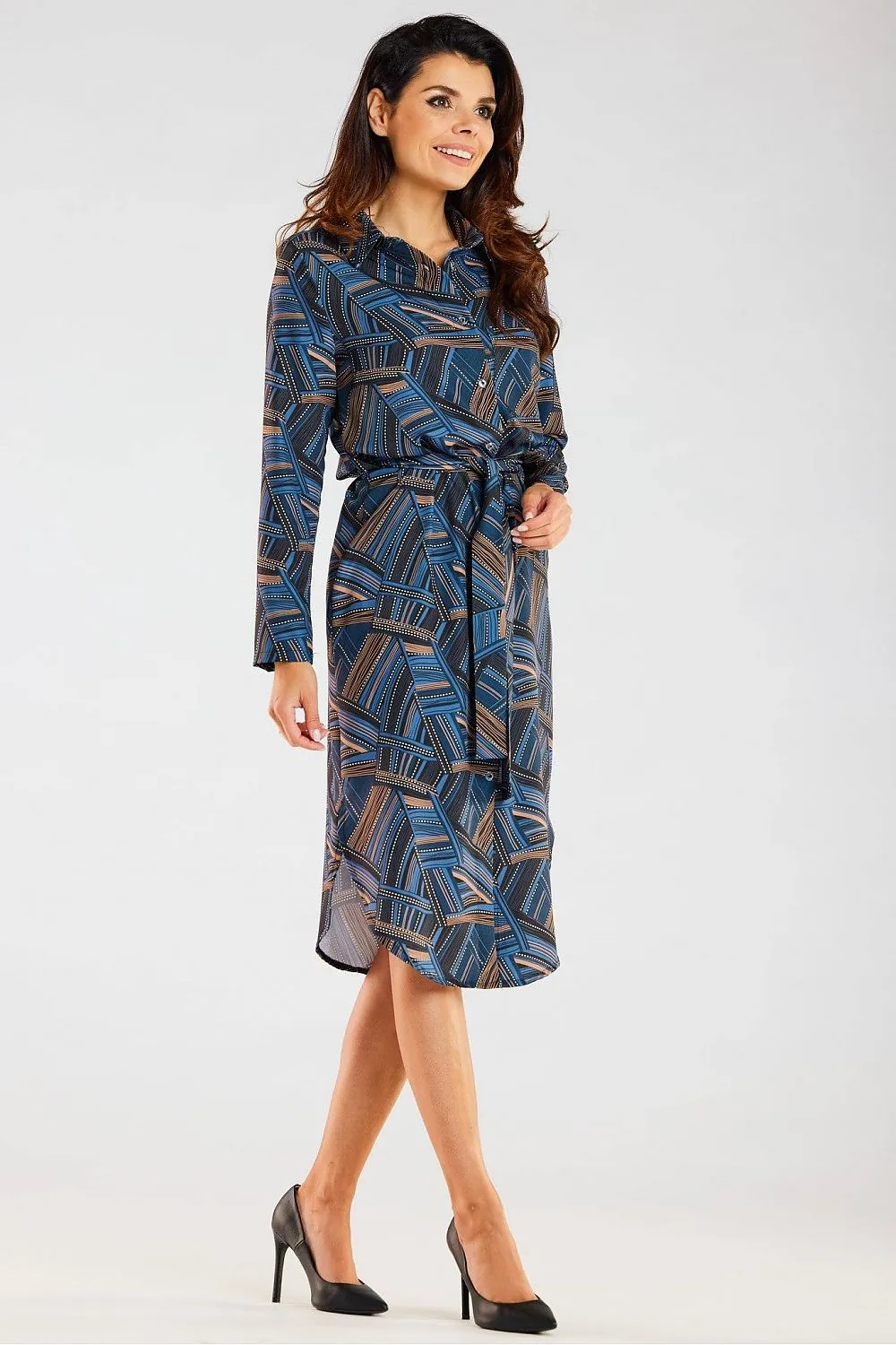 Elegant Belted Shirt Dress