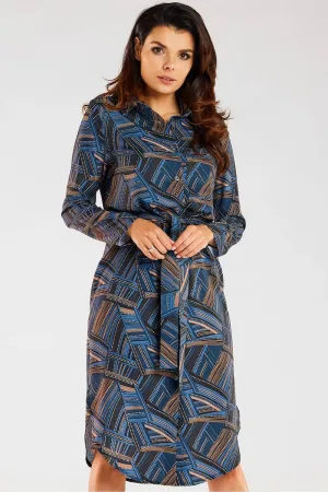 Elegant Belted Shirt Dress