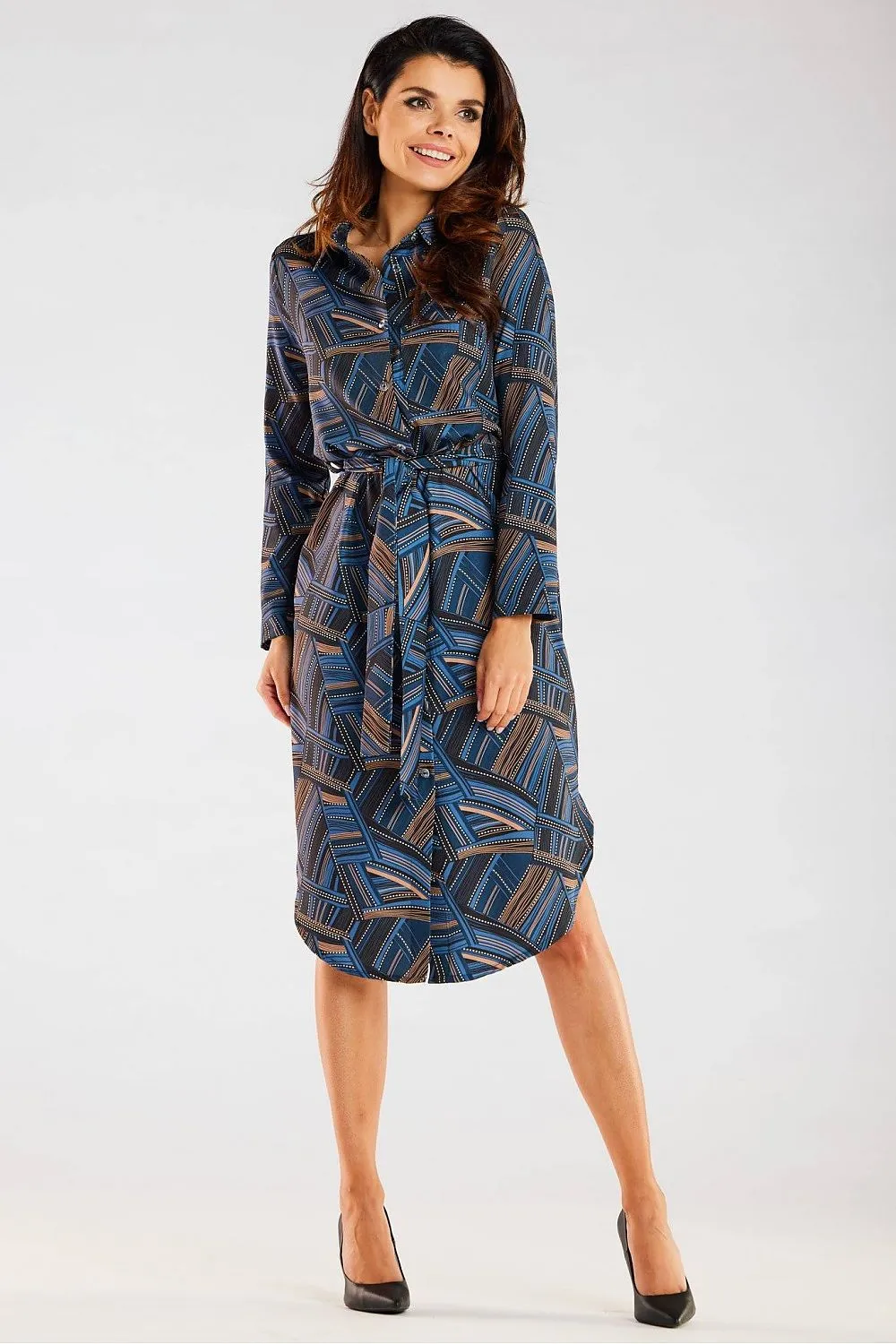 Elegant Belted Shirt Dress