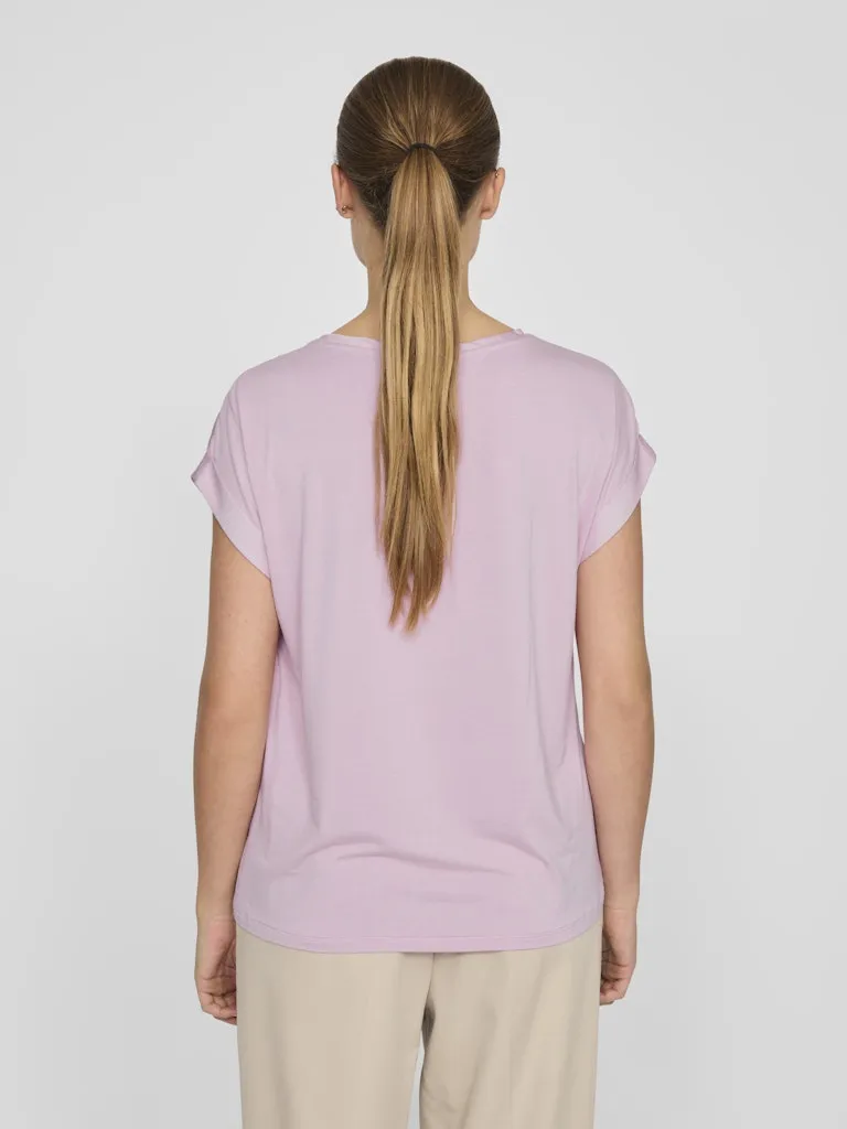 Ellette Short Sleeve Satin Top | Winsome Orchid