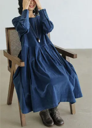 Emilie - Corduroy Long Sleeve Midi Dress