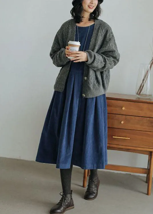 Emilie - Corduroy Long Sleeve Midi Dress