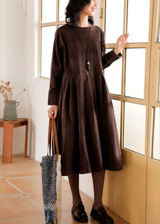 Emilie - Corduroy Long Sleeve Midi Dress