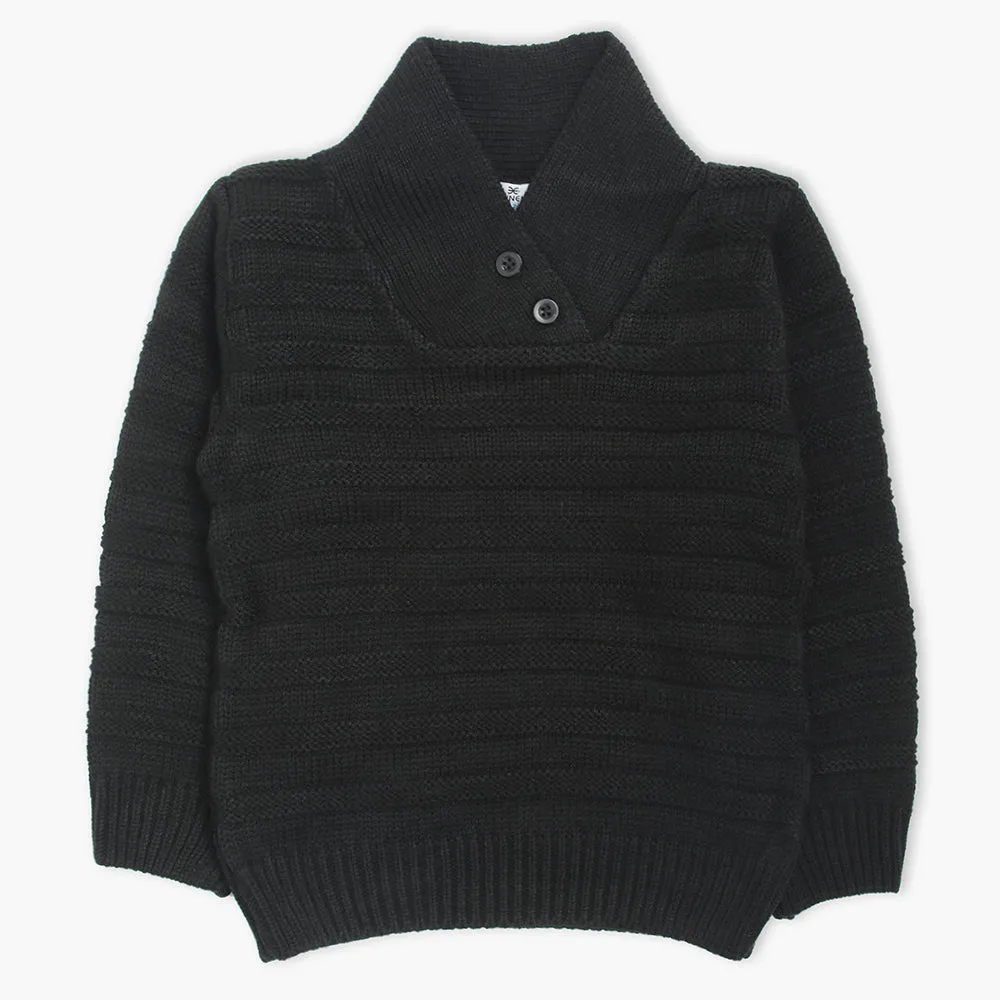 Eminent Boys Shawl Neck Sweater - Black