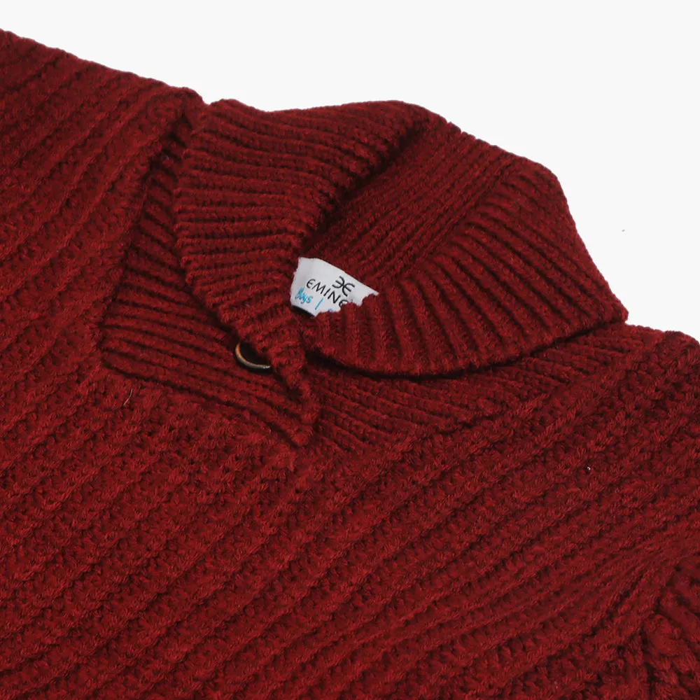 Eminent Boys Shawl Neck Sweater - Maroon