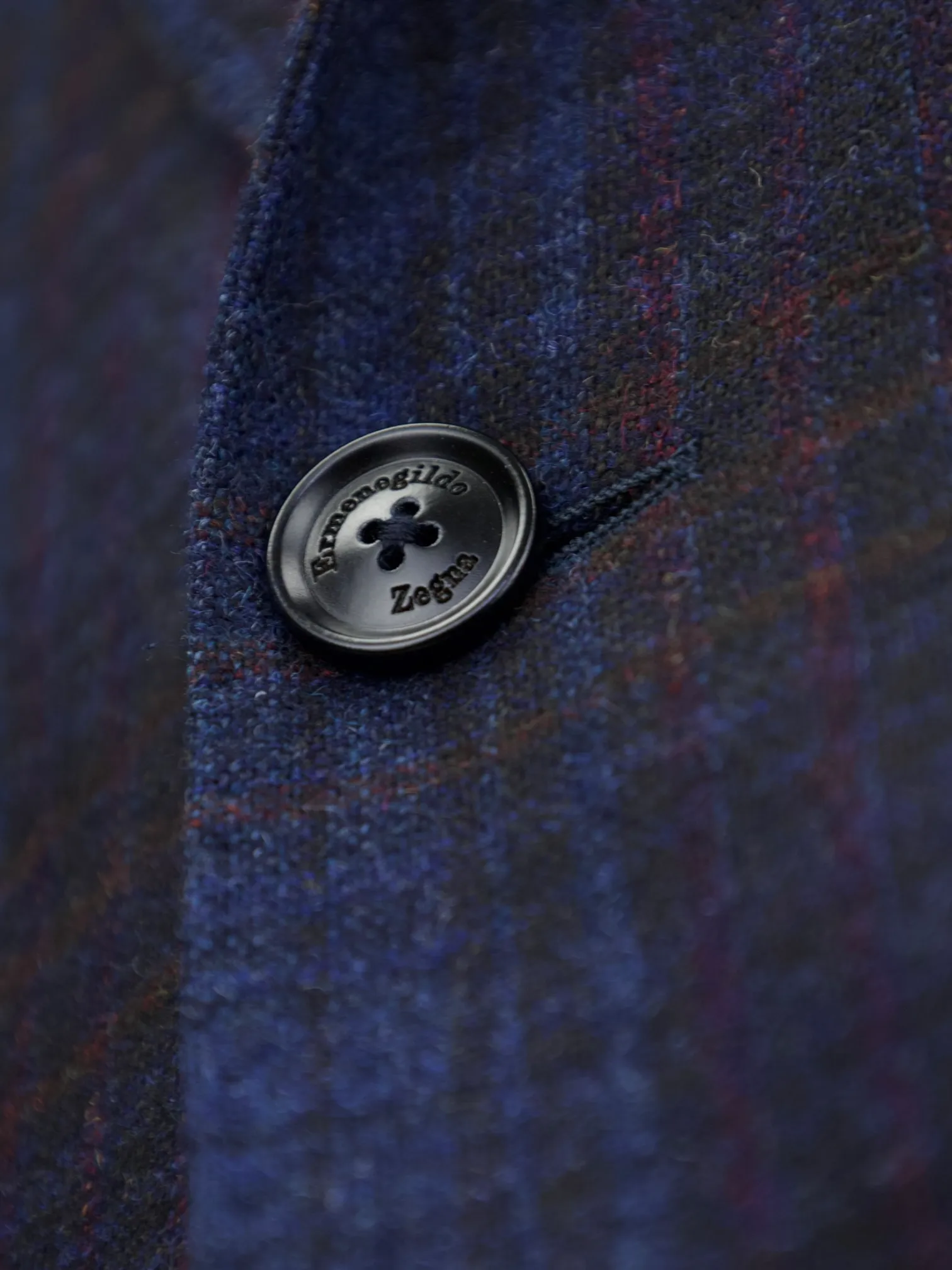 Ermenegildo Zegna Dark Blue & Purple Wool, Alpaca & Cashmere "Trofeo Tweed" Jacket