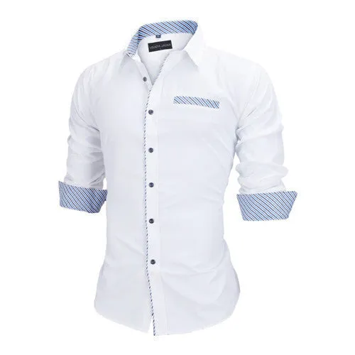 European Size Men's Shirts Fashion Men's shirts Casual Slim Fit striped Long-sleeved Cotton