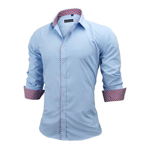 European Size Men's Shirts Fashion Men's shirts Casual Slim Fit striped Long-sleeved Cotton