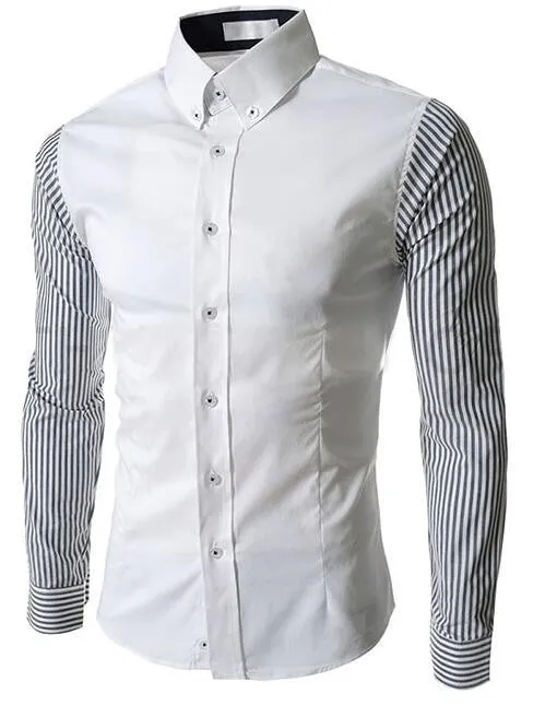 European Size Men's Shirts Fashion Men's shirts Casual Slim Fit striped Long-sleeved Cotton