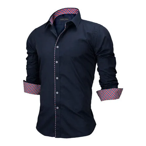 European Size Men's Shirts Fashion Men's shirts Casual Slim Fit striped Long-sleeved Cotton