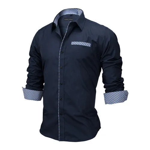 European Size Men's Shirts Fashion Men's shirts Casual Slim Fit striped Long-sleeved Cotton