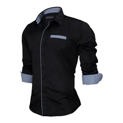 European Size Men's Shirts Fashion Men's shirts Casual Slim Fit striped Long-sleeved Cotton