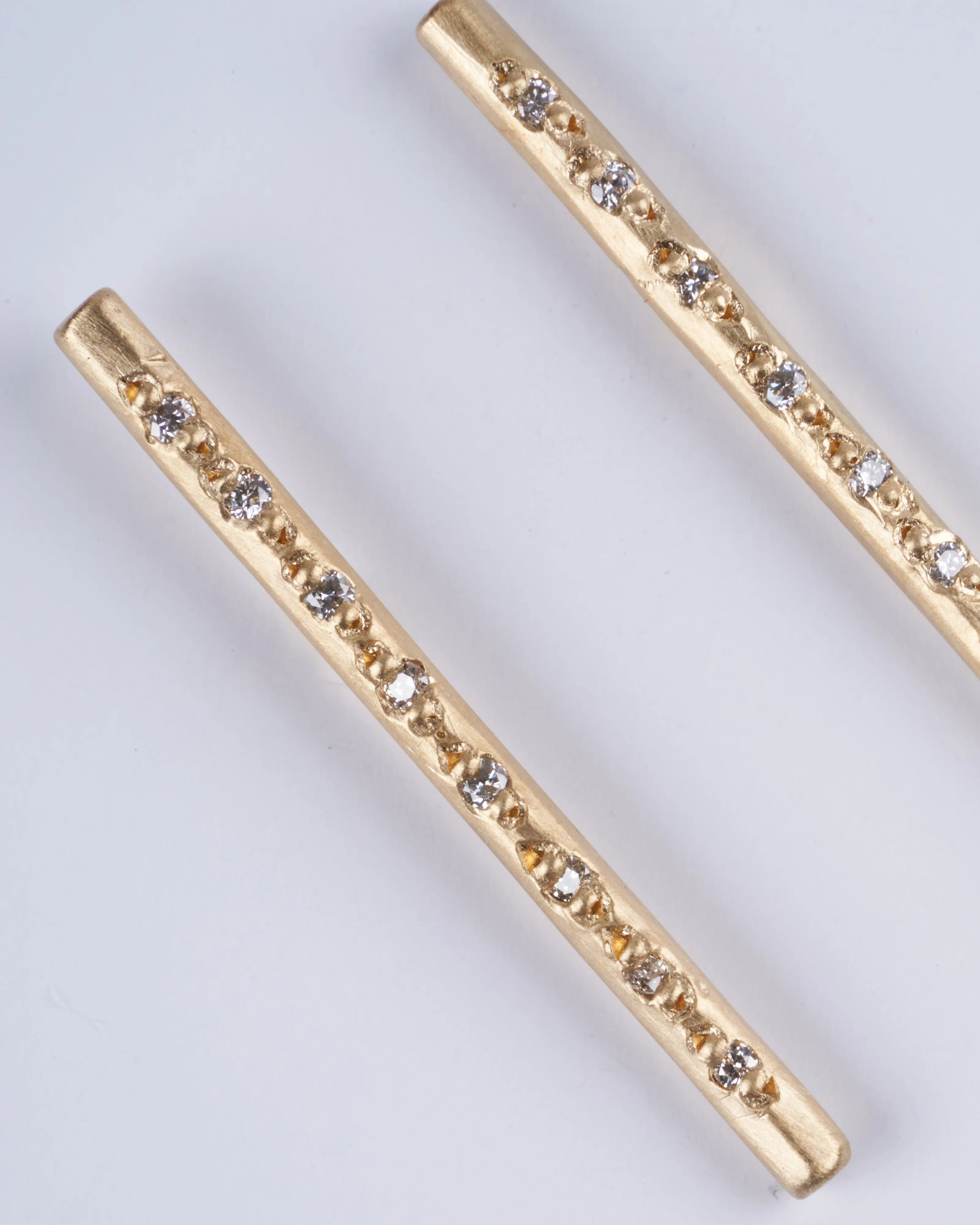extra long pave sticks white diamonds - gold