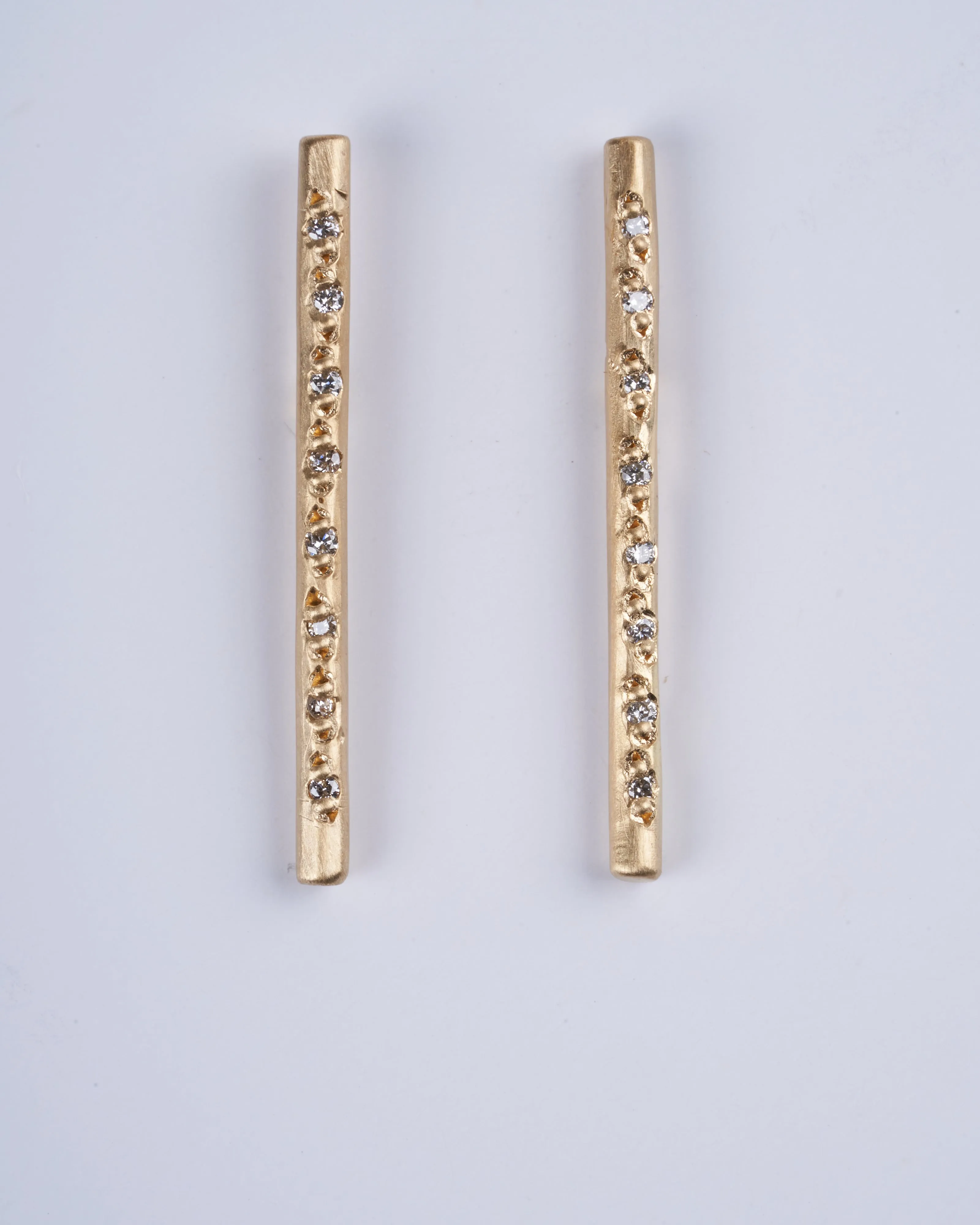 extra long pave sticks white diamonds - gold