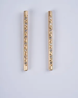 extra long pave sticks white diamonds - gold