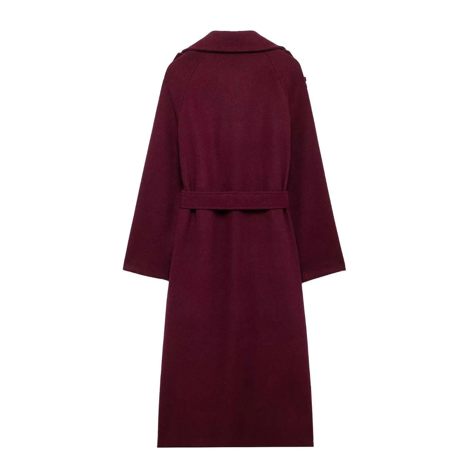 Fashion Lapel Woollen Coat with Belt