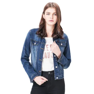 Fashion S 6XL Plus Size Women Solid Blue Cotton Denim Jacket Light Washed woman Collar Long Sleeve jeans Coats