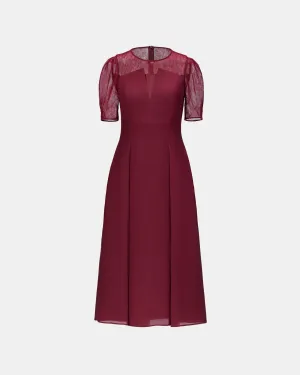 Festive Cinched-Waist Lace Party Dress