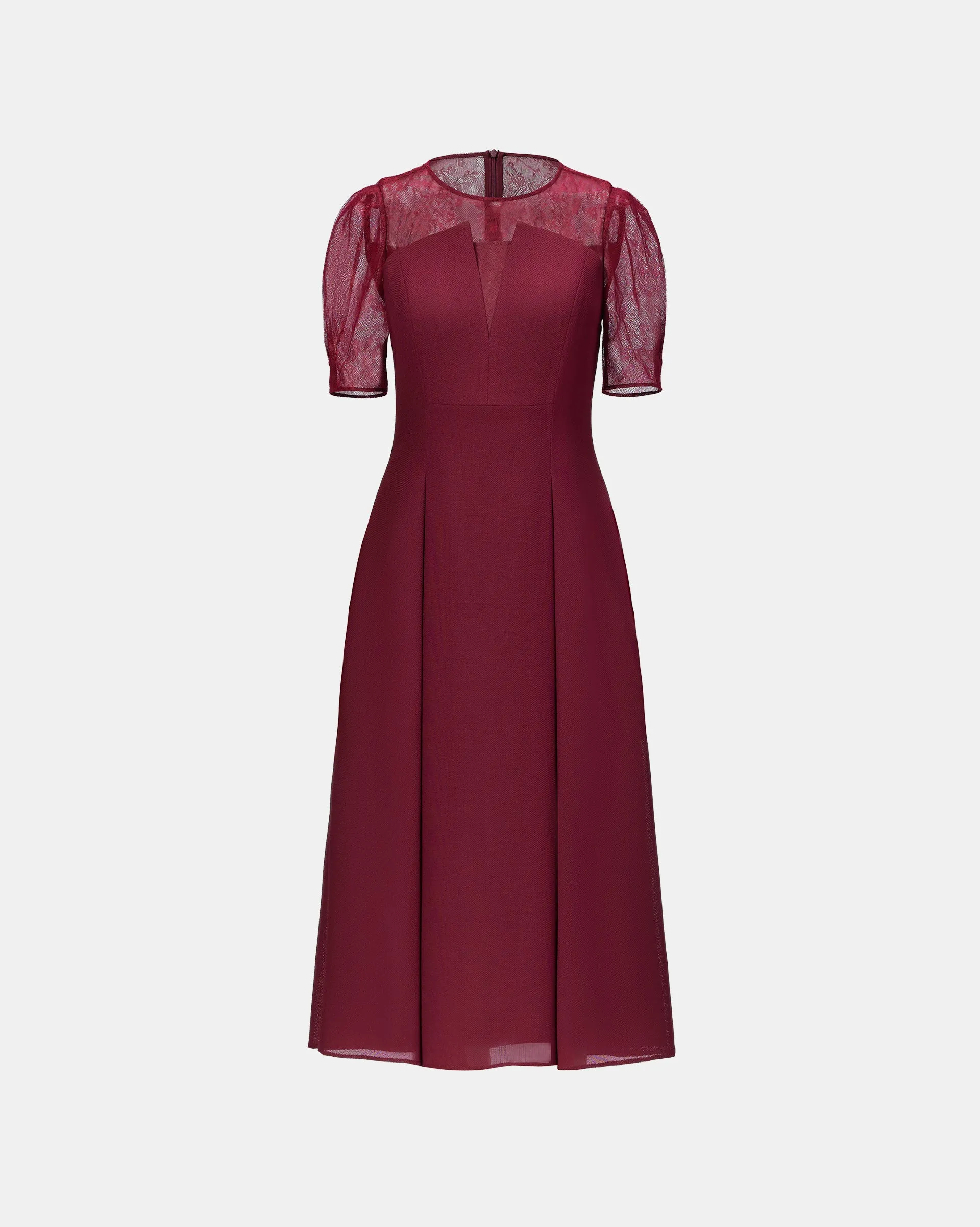 Festive Cinched-Waist Lace Party Dress