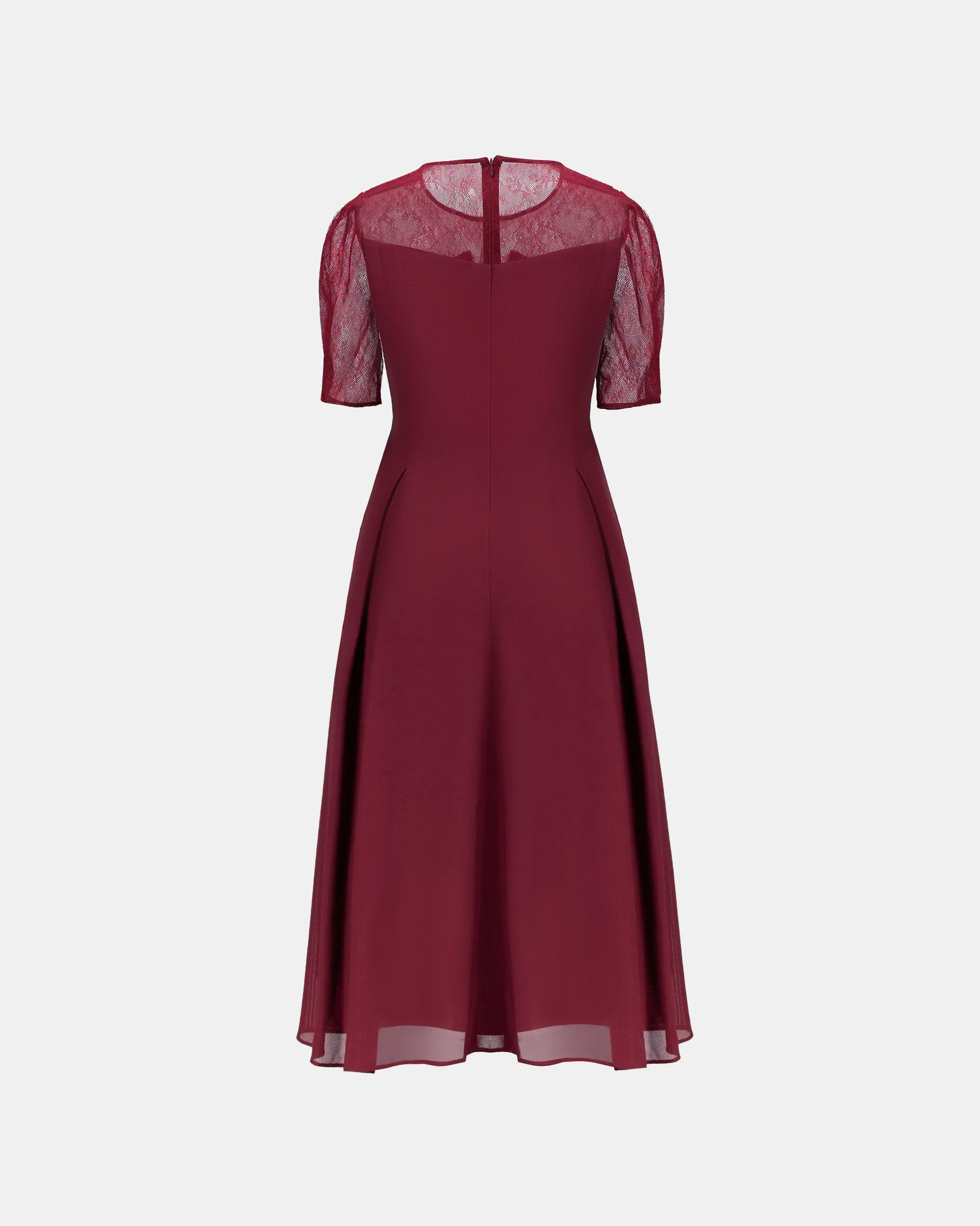 Festive Cinched-Waist Lace Party Dress