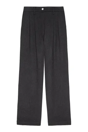 Flannel Pleated Pant in Charcoal