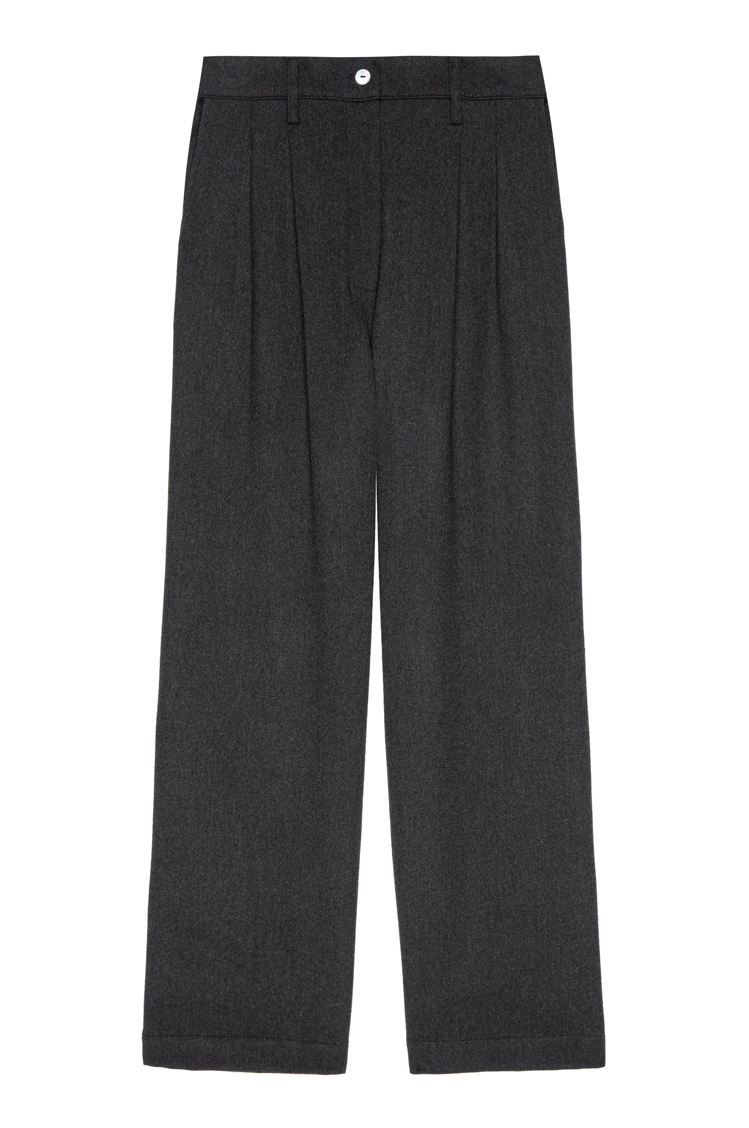Flannel Pleated Pant in Charcoal