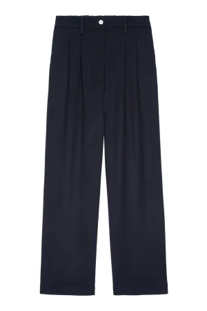 Flannel Pleated Pant In Navy
