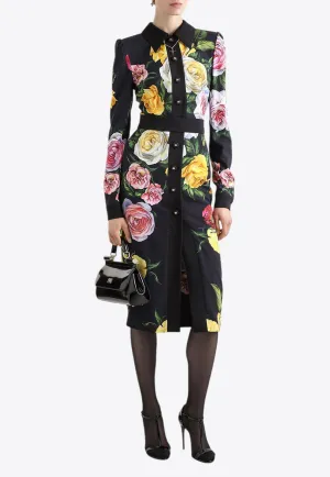 Floral Print Midi Cady Dress