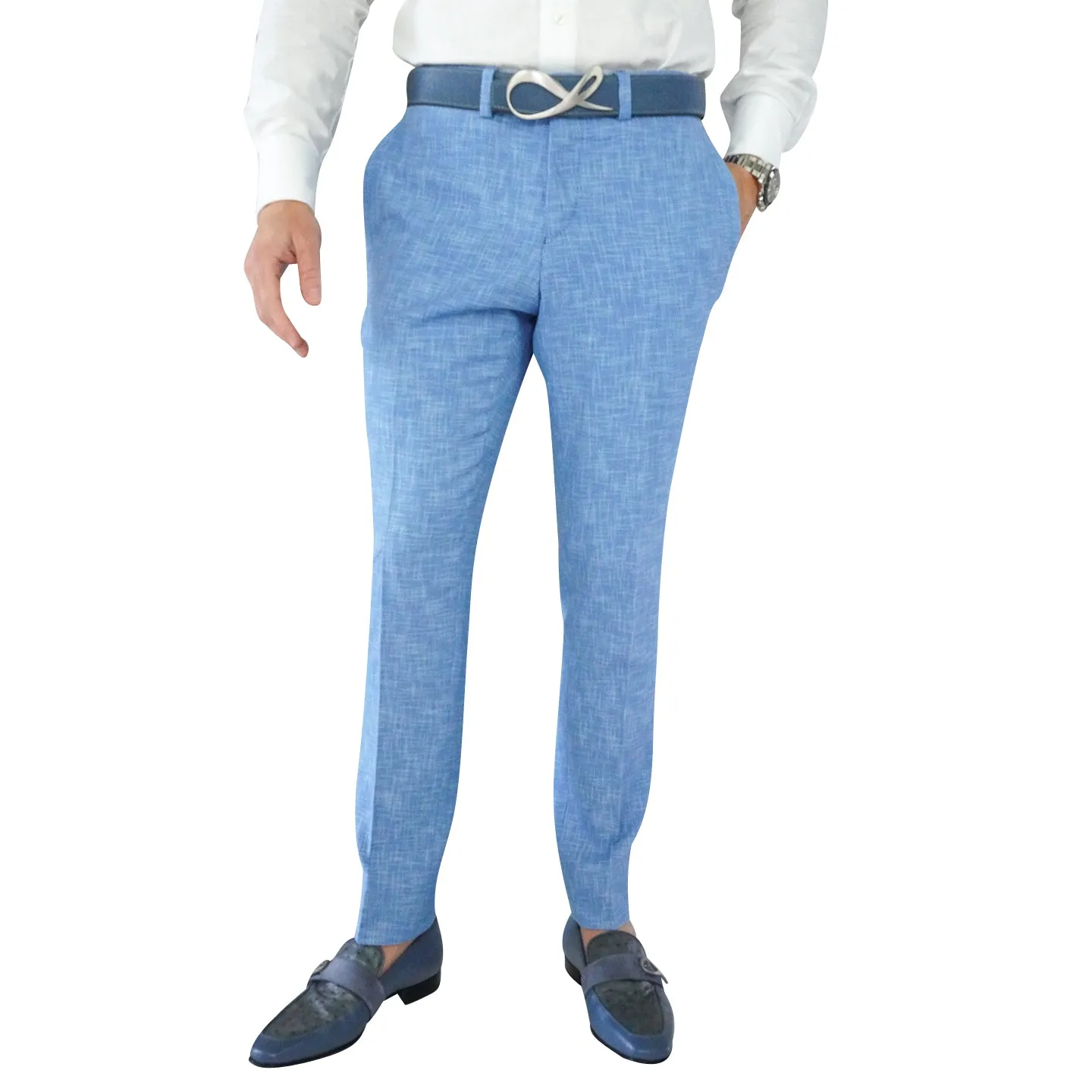 French Blu Lino Tweed Trousers