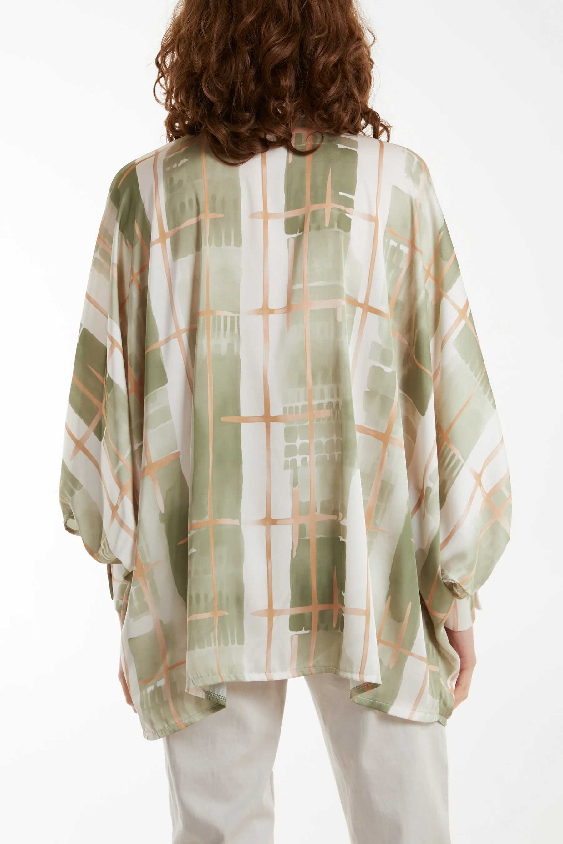 Geometric Pussybow Satin Blouse