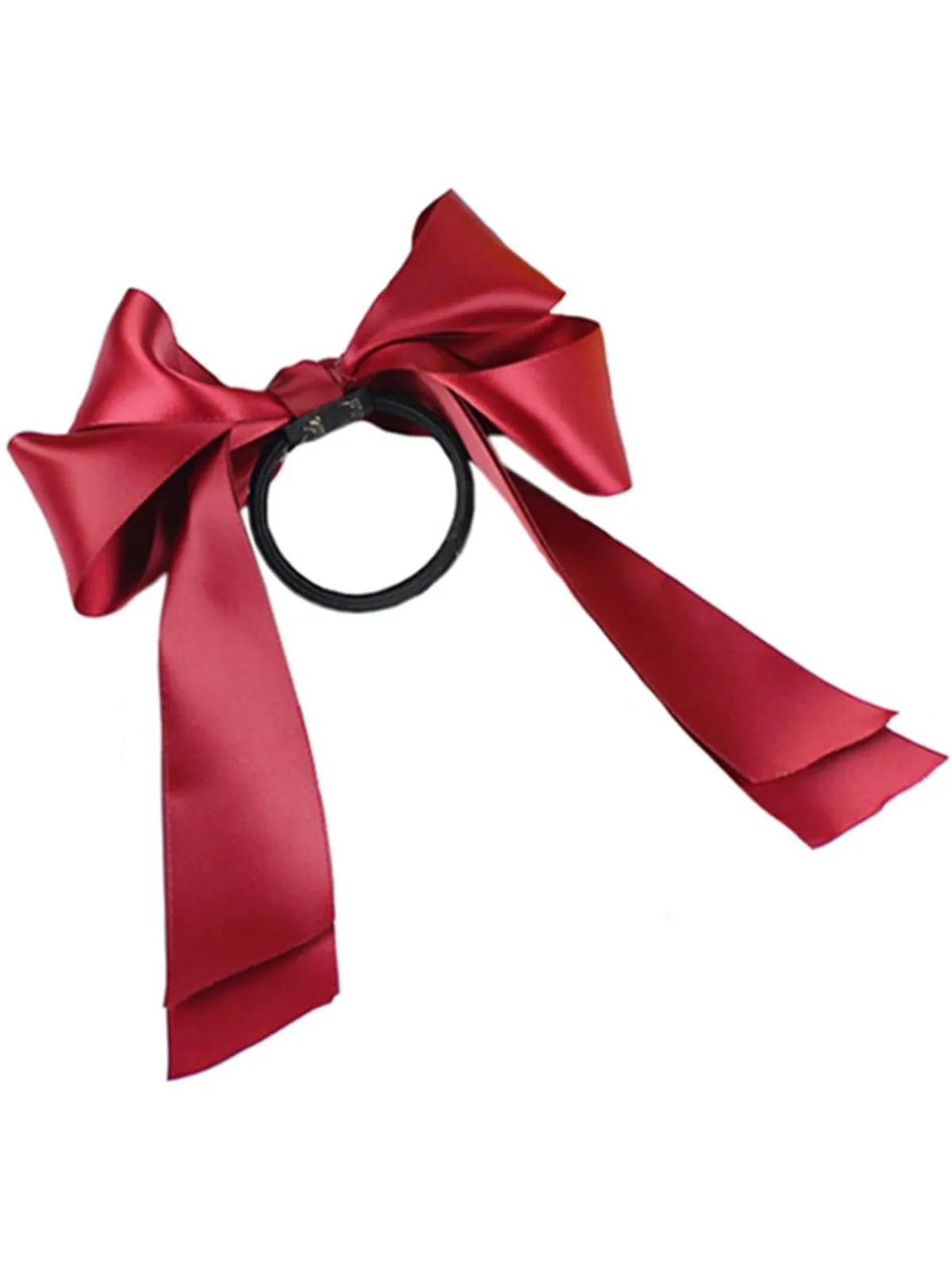 Girls Satin Ribbon Elastic Hair Bows