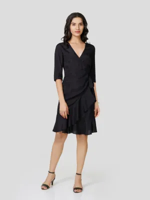 Grandiloquent Wrap -A- Round Flounce Dress