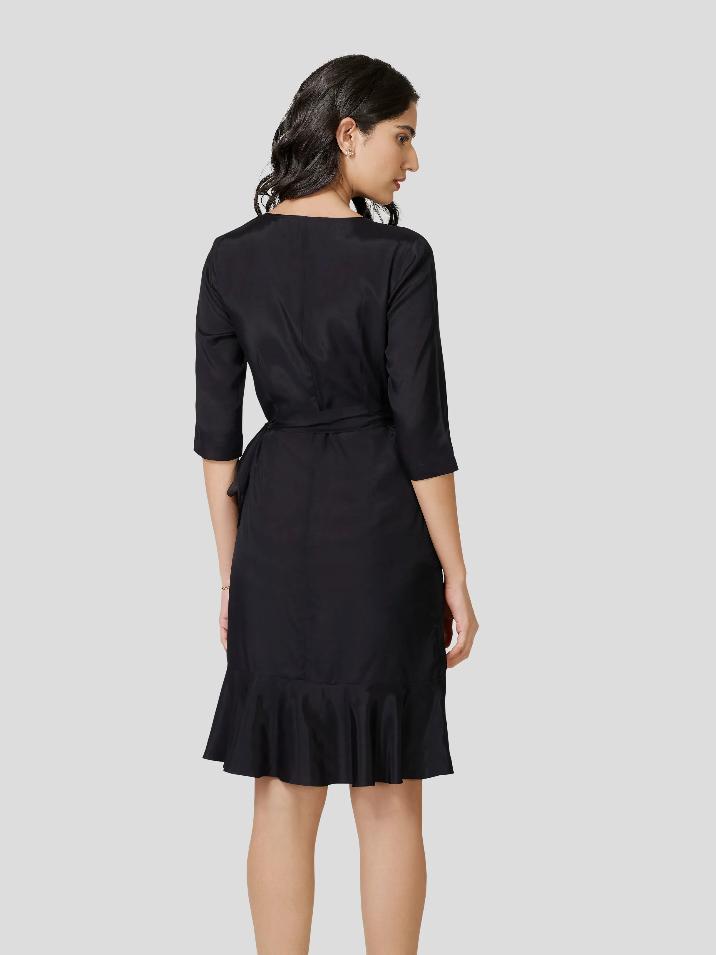 Grandiloquent Wrap -A- Round Flounce Dress