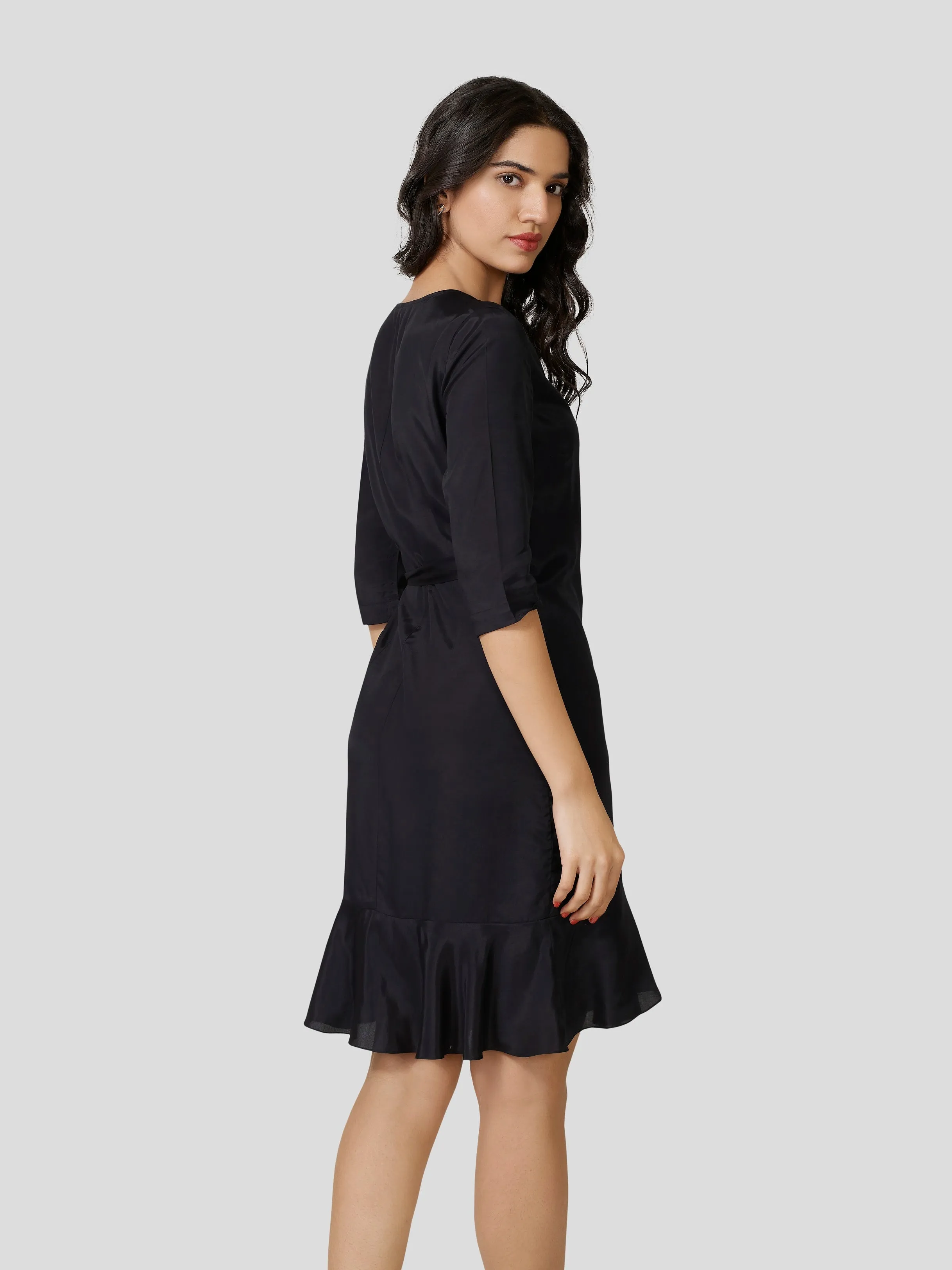 Grandiloquent Wrap -A- Round Flounce Dress