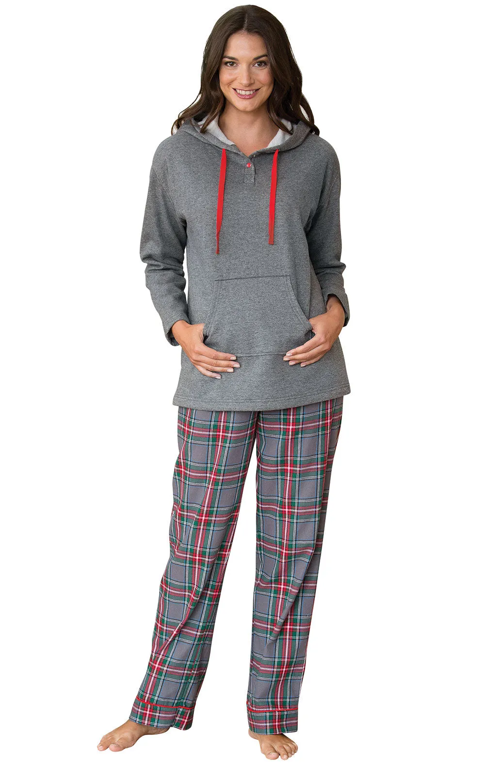 Gray Plaid Matching Couples Pajamas