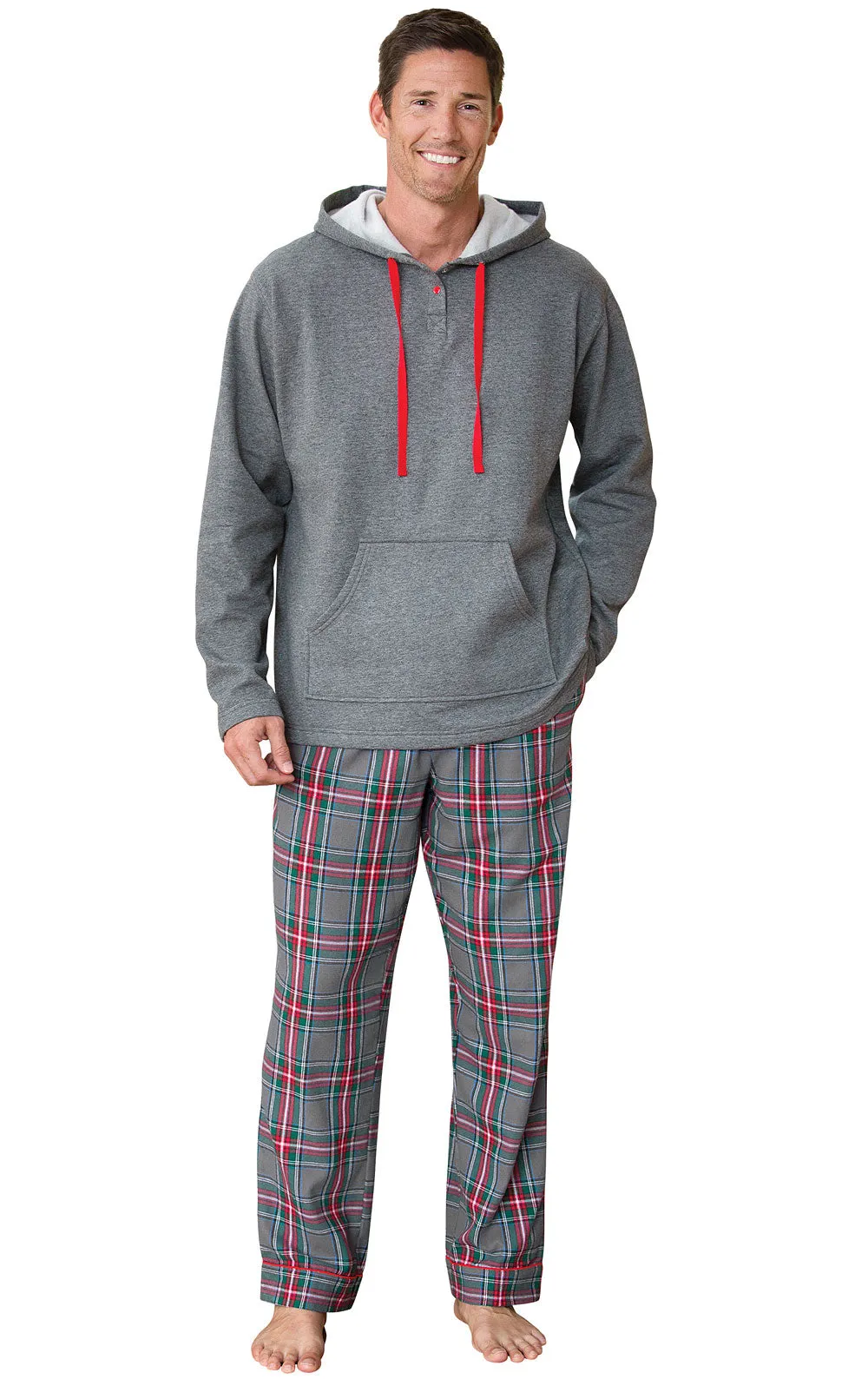 Gray Plaid Matching Couples Pajamas