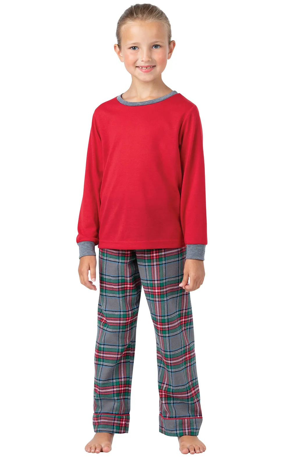 Gray Plaid Unisex Kids Pajamas - Family Set