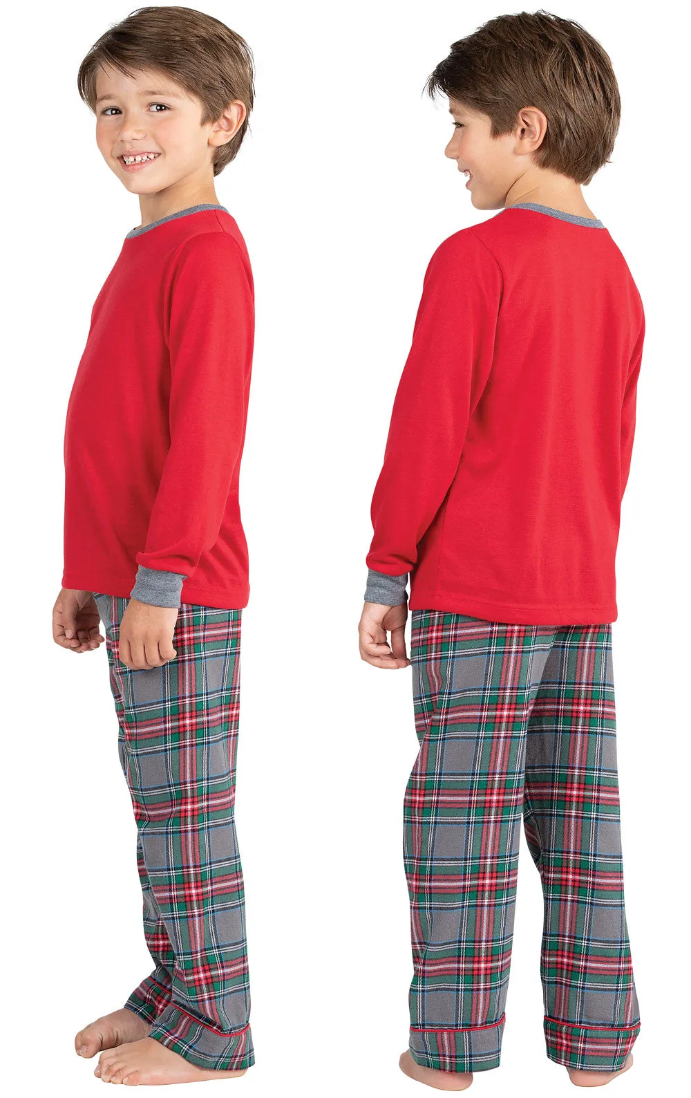Gray Plaid Unisex Kids Pajamas - Family Set