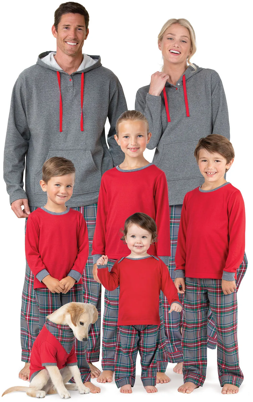 Gray Plaid Unisex Kids Pajamas - Family Set