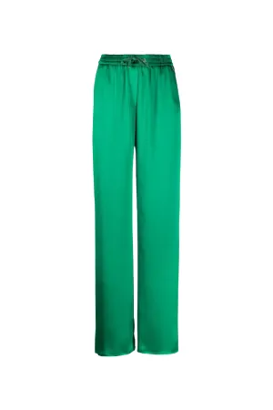 Green Wide Leg Satin Trousers